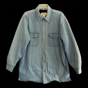 Wilderness Vintage Fleece Lined Denim Jacket Mens M Chore Barn Coat Blue Jean